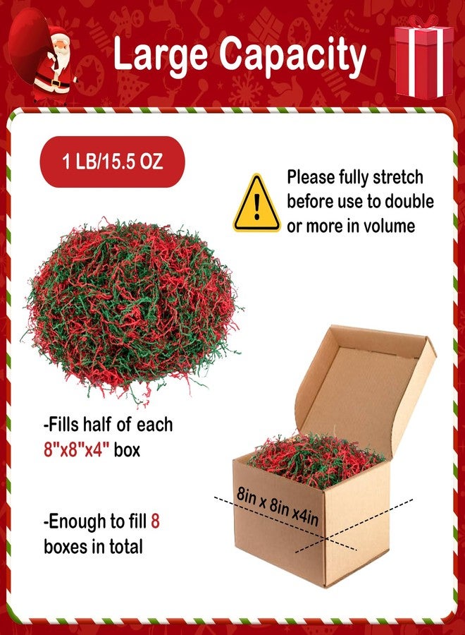 PEASUG 1 LB Christmas Crinkle Cut Paper Shred Filler for Gift Box, Red and Green Confetti Crinkle Paper Filler for Bag, Grass Cushion Paper Streamer Stuffing for Baskets, Birthdays, Holiday Packaging - Image 2